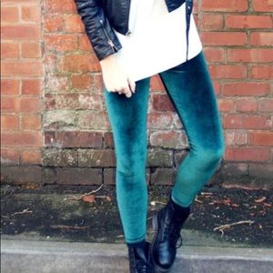 H&M green velvet leggings size small